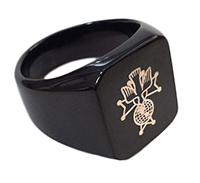 BK-200 - 4th Degree Laser Etched Black Plated Steel Ring