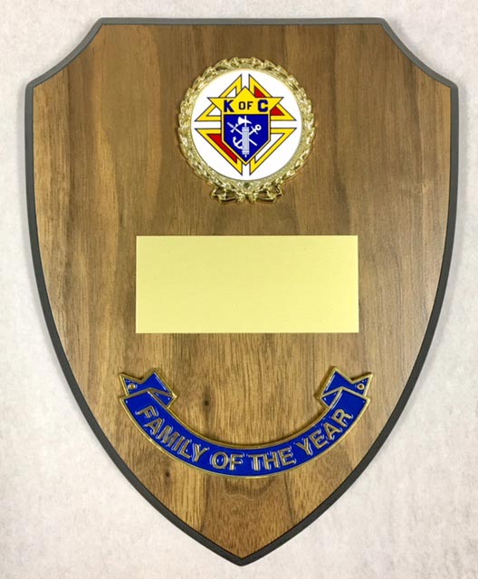 Family Of the Year Plaque Knights of Columbus Supplies