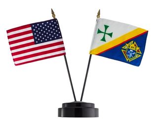 Desktop USA & KofC Flag with stand