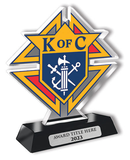 Lasered KofC Acrylic Desk Award