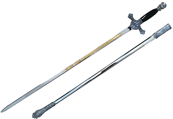 Etched Sword and Scabbard with BLACK Handle