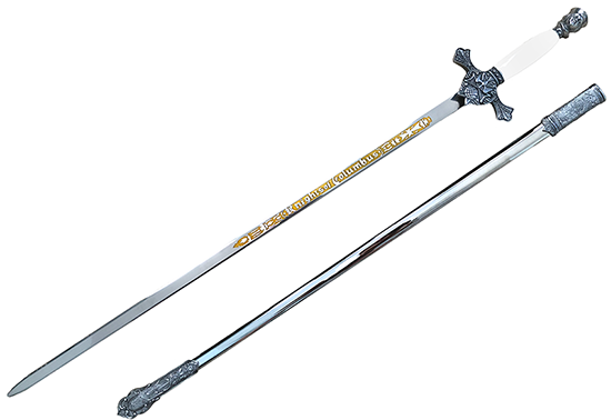 Etched Sword and Scabbard with WHITE Handle 