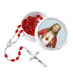 Sacred Heart Rosary with Two Piece Case