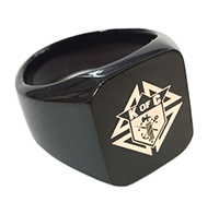 KofC Laser Etched Black Plated Steel Ring