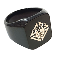 BK-100 - KofC Laser Etched Black Plated Steel Ring