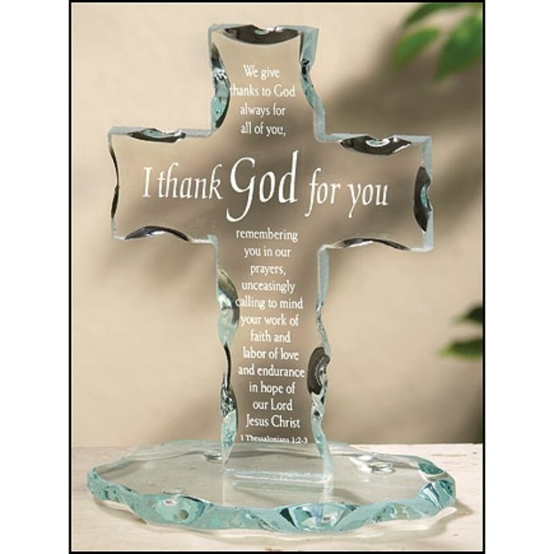 TEC-KS818 - I Thank God For You Glass Standing Cross