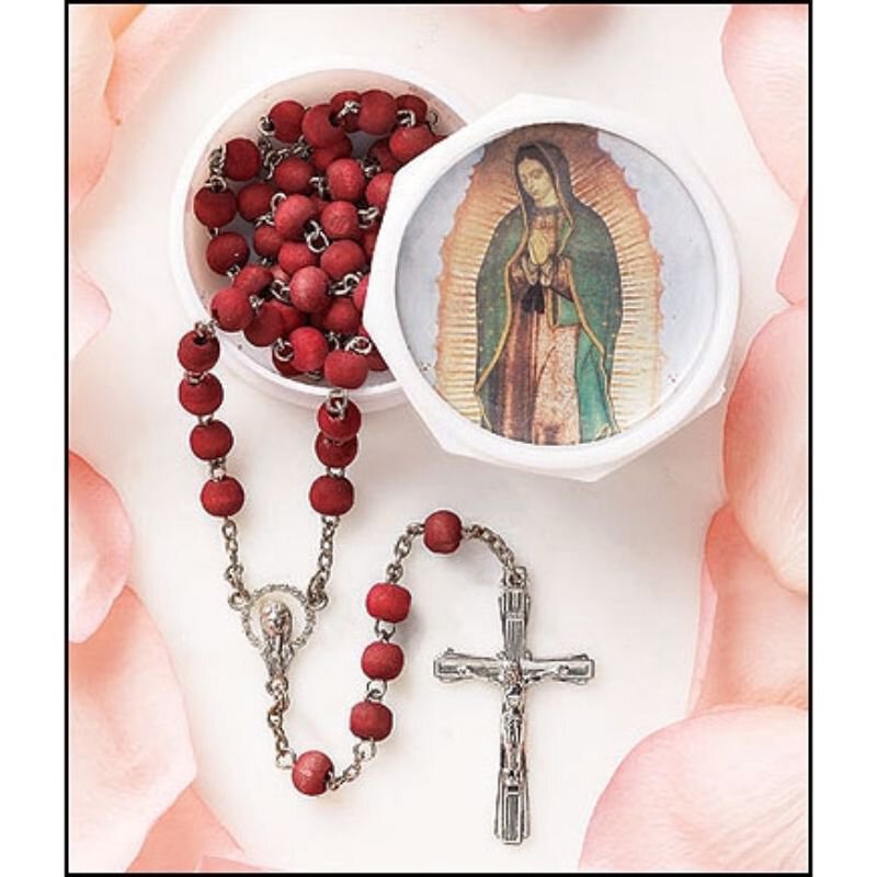 Our Lady of Guadalupe Rosary with Two Piece Case "Rose Scented"