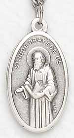 St. Jude Medal on Silver Chain